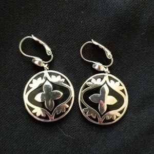 Sterling silver and black earrings